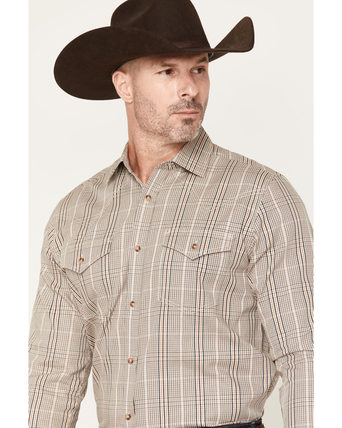 Image #2 - Cody James Black 1978&reg; Men's Pondera Plaid Print Long Sleeve Button-Down Western Shirt, Tan, hi-res