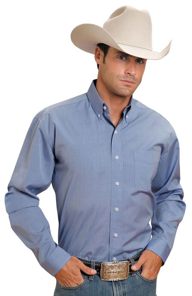 Stetson Solid Button Shirt, Light Blue, hi-res