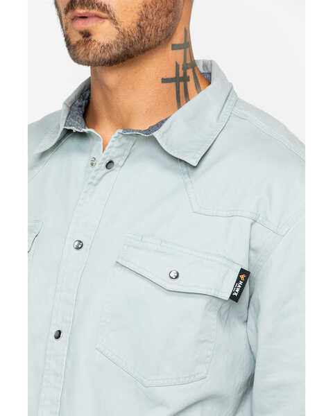 Image #3 - Hawx Men's Solid Twill Pearl Snap Long Sleeve Work Shirt , Grey, hi-res