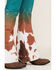 Ranch Dress'n Girls' Cow Print Mid Rise Super Flare Jeans, Jade, hi-res