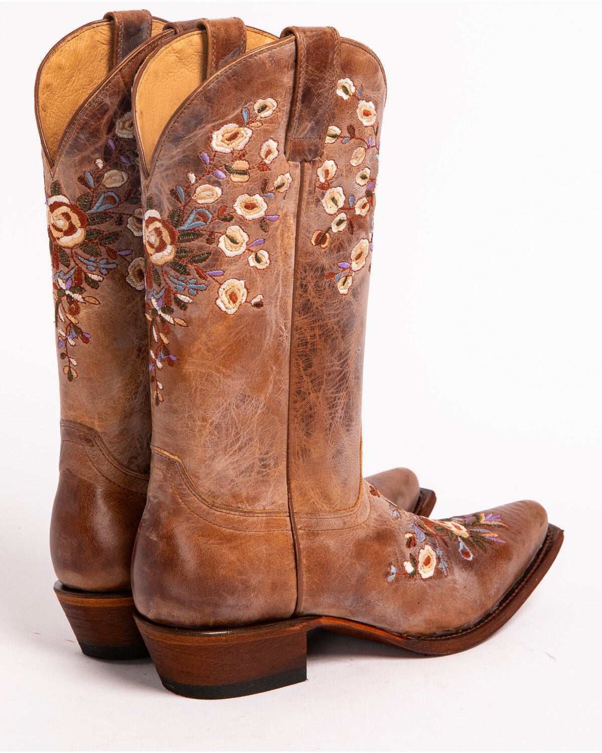 justin women's floral embroidered western boots