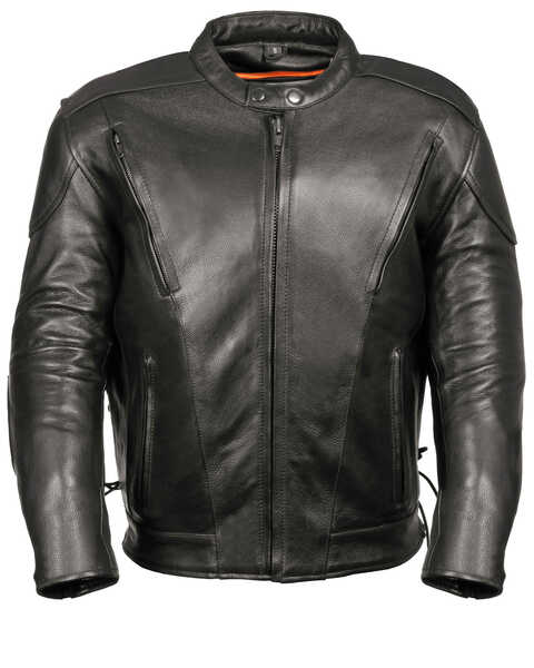 Milwaukee Leather Men's Lace Side Vented Scooter Jacket - 3X, Black, hi-res
