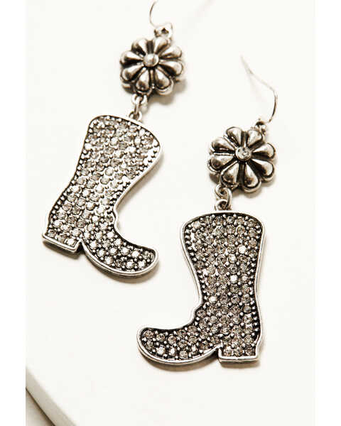 Image #2 - Shyanne Women's Pave Stone Boot Drop Earrings, Silver, hi-res