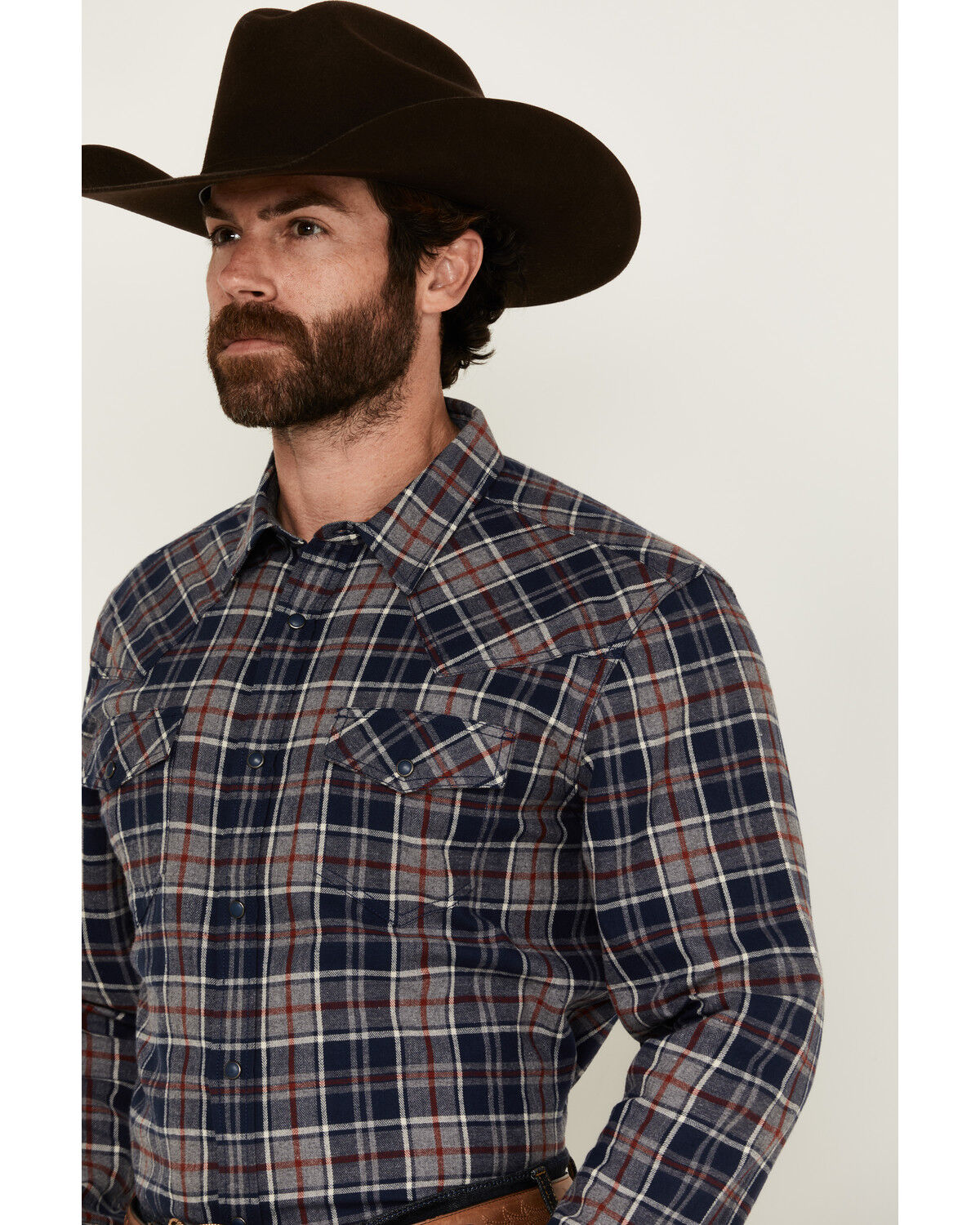 Image #2 - Cody James Men's Poker Plaid Print Long Sleeve Snap Western Shirt - Big, Navy, hi-res