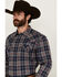 Image #2 - Cody James Men's Poker Plaid Print Long Sleeve Snap Western Shirt - Big, Navy, hi-res