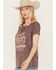 Image #2 - Blended Women's Whiskey Lace-Up Graphic Tee, Burgundy, hi-res