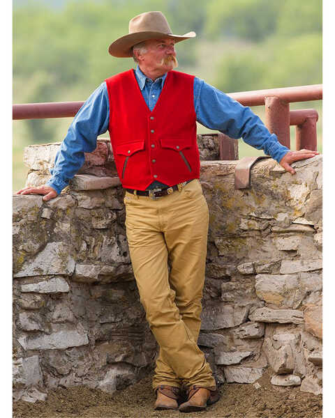 Image #2 - Schaefer Outfitter Men's Red Stockman Melton Wool Vest , , hi-res