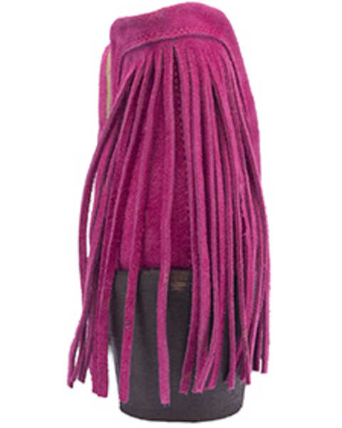 Image #4 - Circle G Women's Fringe Studded Roughout Booties - Medium Toe , Pink, hi-res