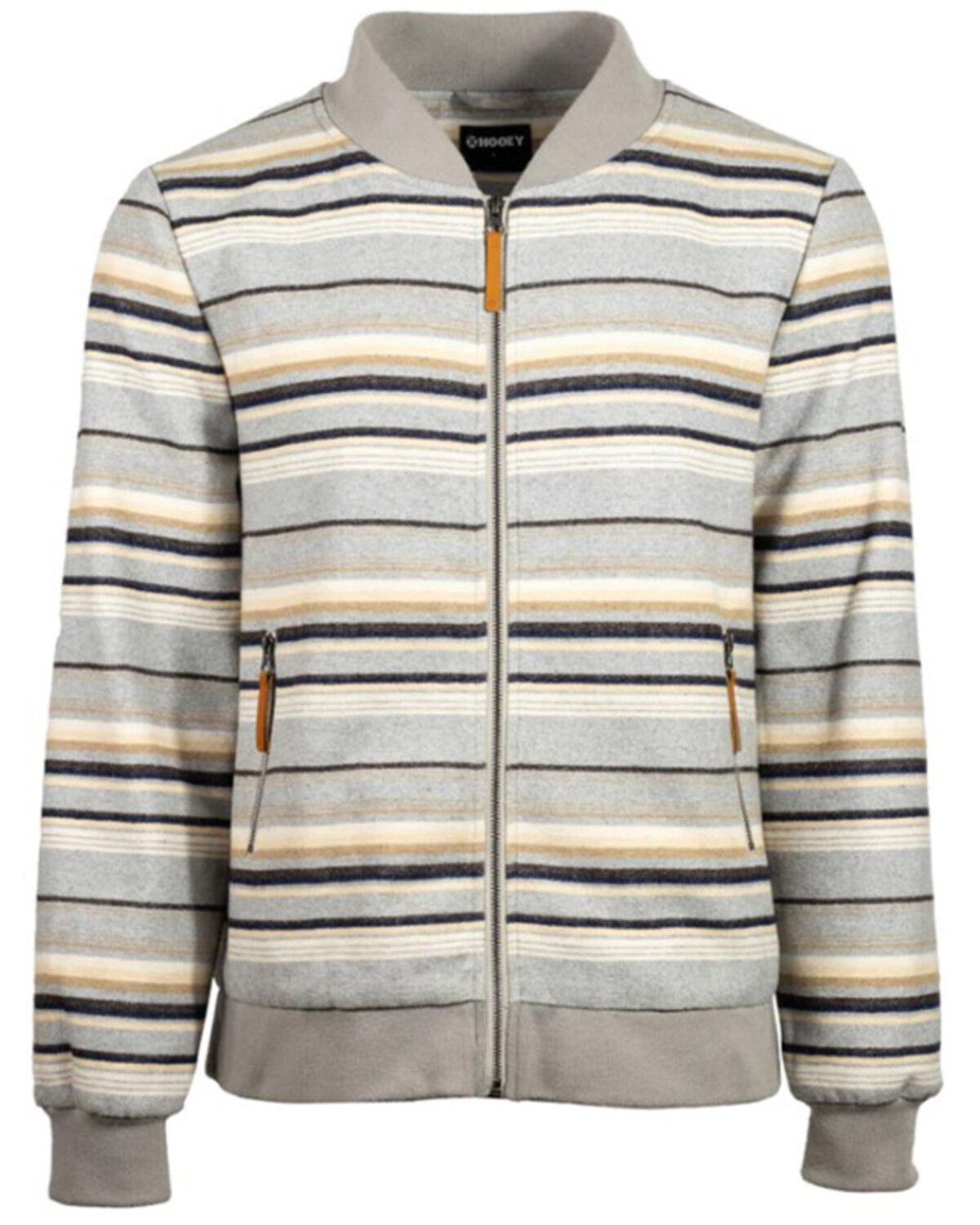 Image #1 - Hooey Men's Striped Full-Zip Bomber Jacket, Grey, hi-res