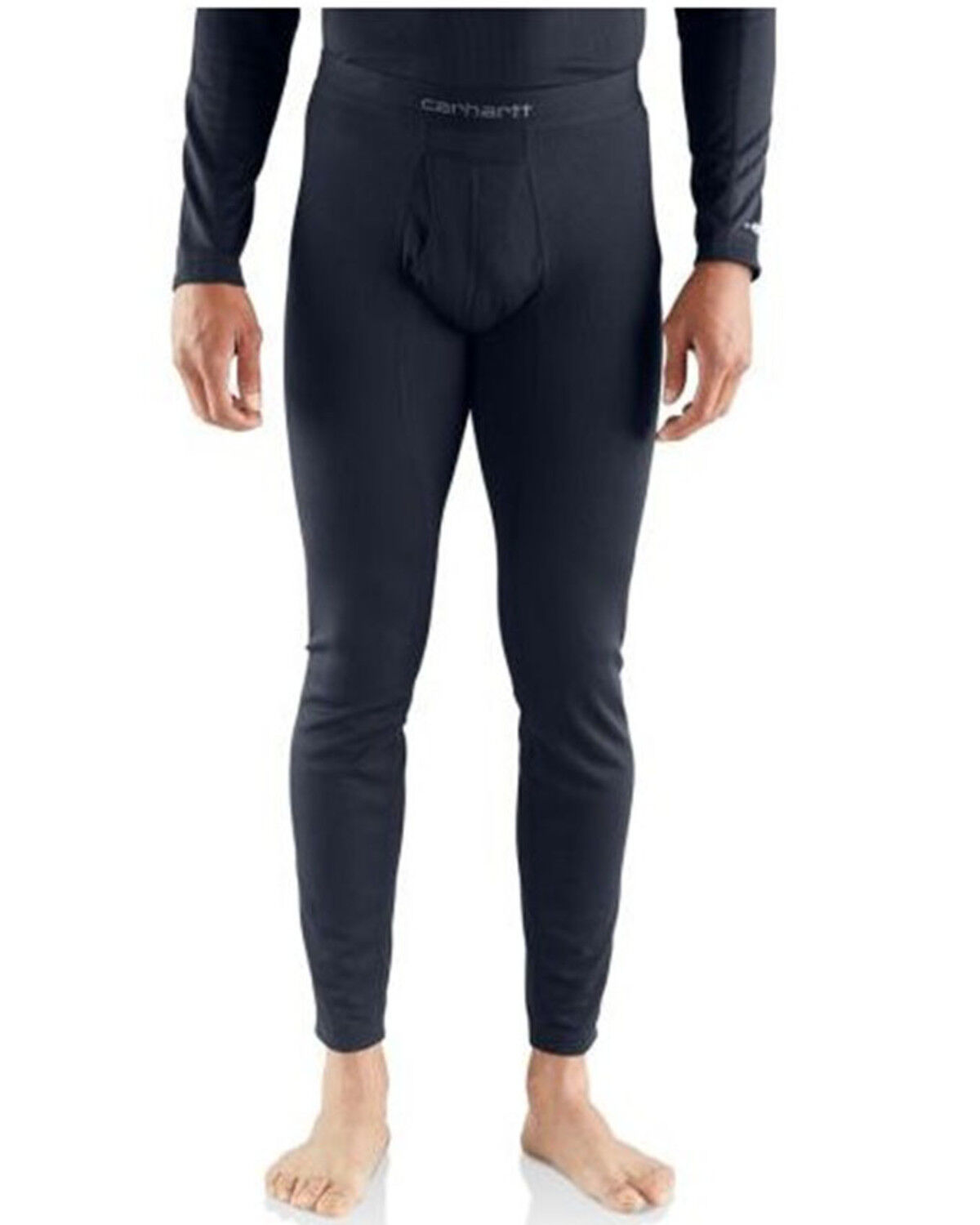 Image #1 - Carhartt Men's Black Base Force Midweight Tech Bottom Thermal Work Tights, Black, hi-res