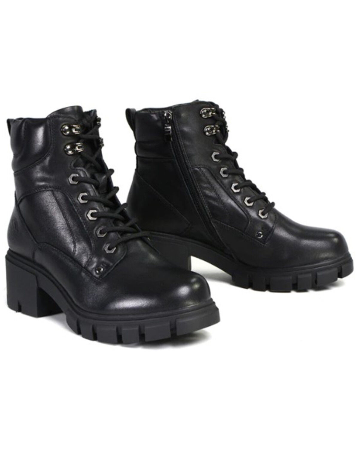 Image #1 - Milwaukee Leather Women's Garter Leather Lace-To-Toe Motorcycle Boots - Round Toe, Black, hi-res
