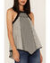 Image #3 - Cleo + Wolf Women's Grid Print Hanky Hem Halter Top, Black, hi-res