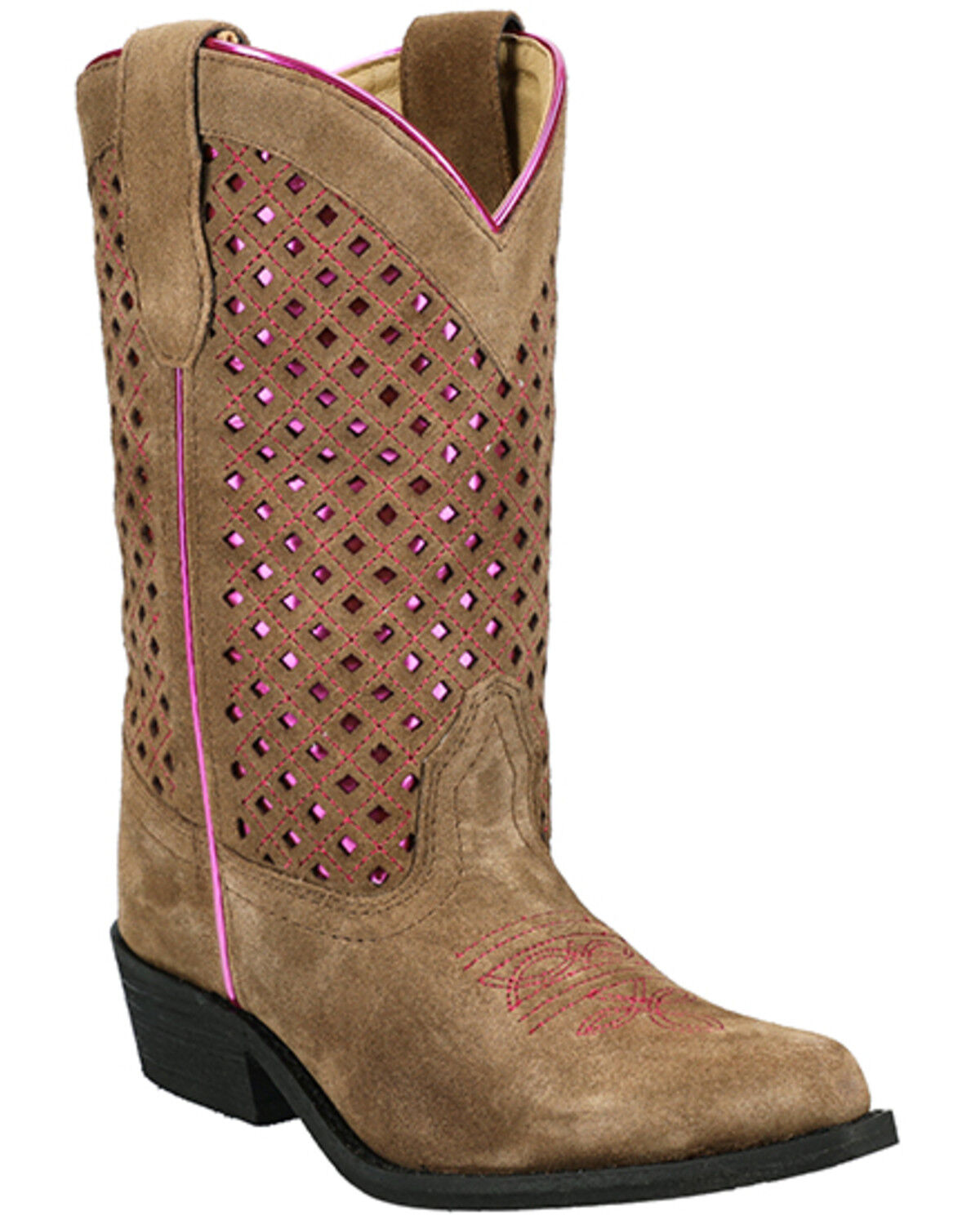 Image #1 - Smoky Mountain Girls' Magnolia Western Boots - Snip Toe, Brown, hi-res