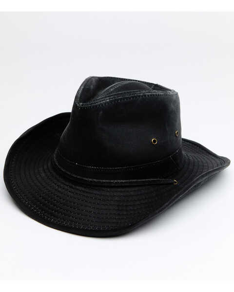 Hawx Men's Outback Weathered Cotton Sun Work Hat , Black, hi-res