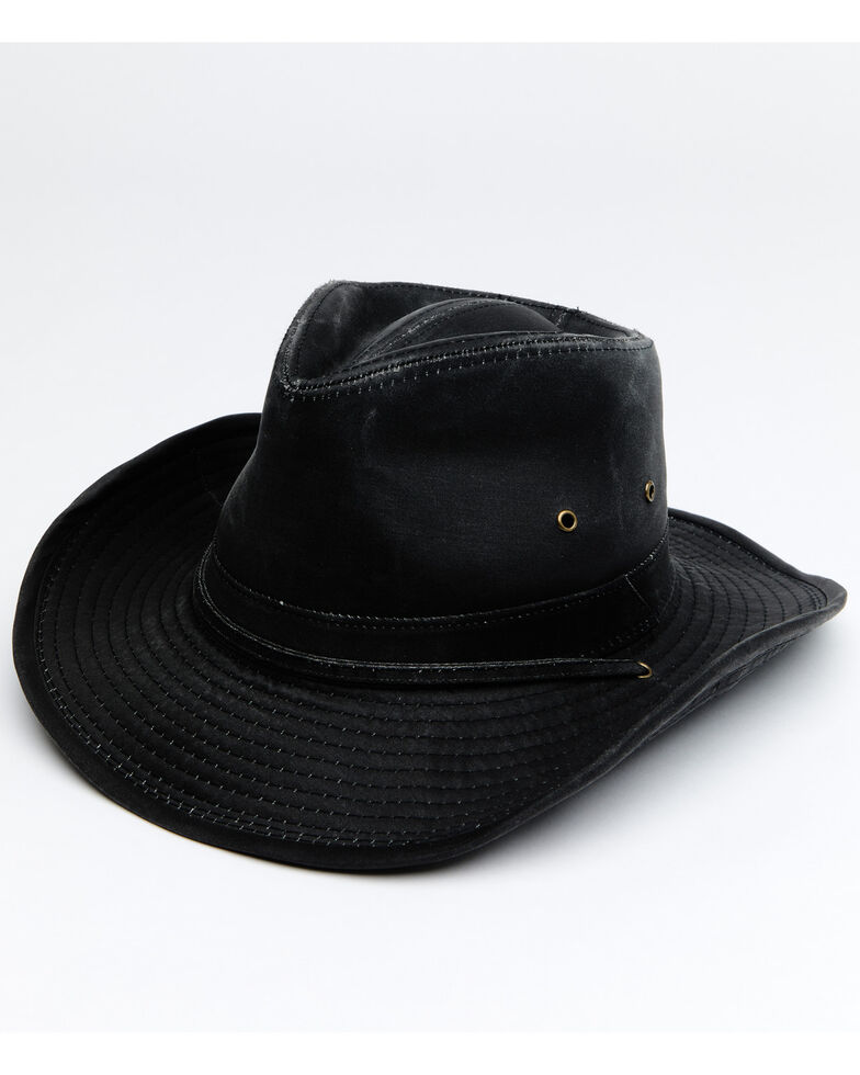Hawx Men's Black Outback Weathered Cotton Sun Work Hat , Black, hi-res