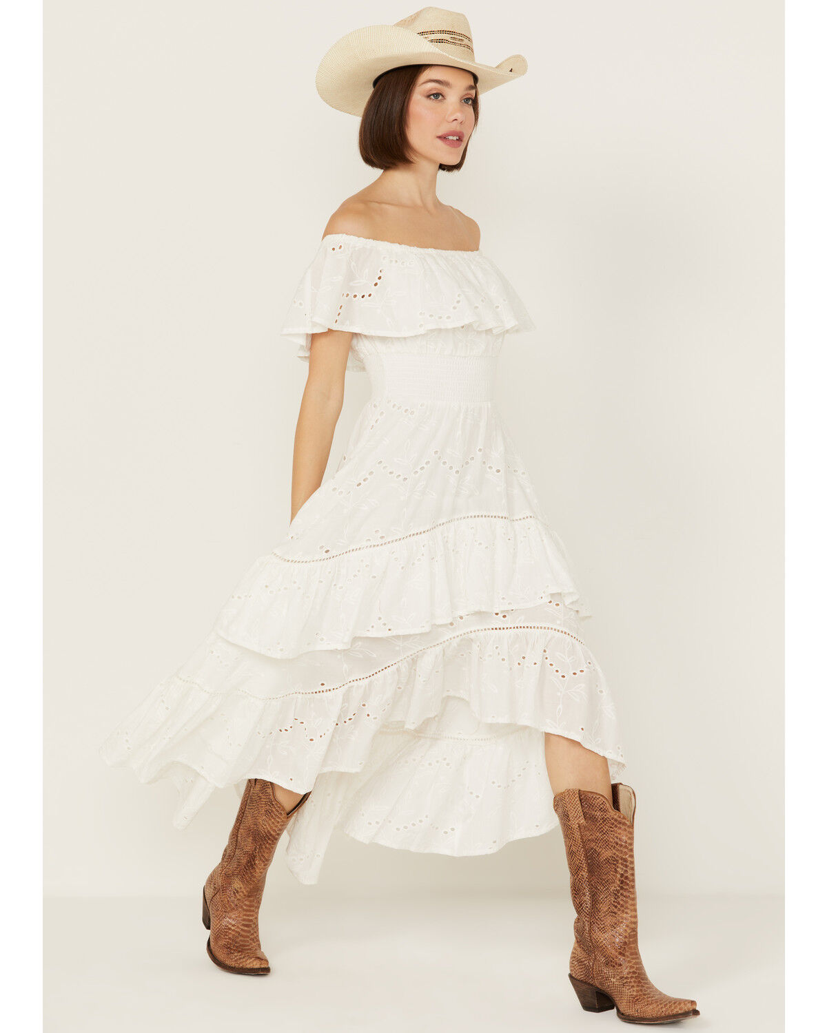 Image #2 - Shyanne Women's Off The Shoulder High-Low Dress, White, hi-res