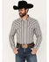 Image #1 - Blue Ranchwear Men's Freestone Striped Print Long Sleeve Snap Western Shirt, Light Grey, hi-res