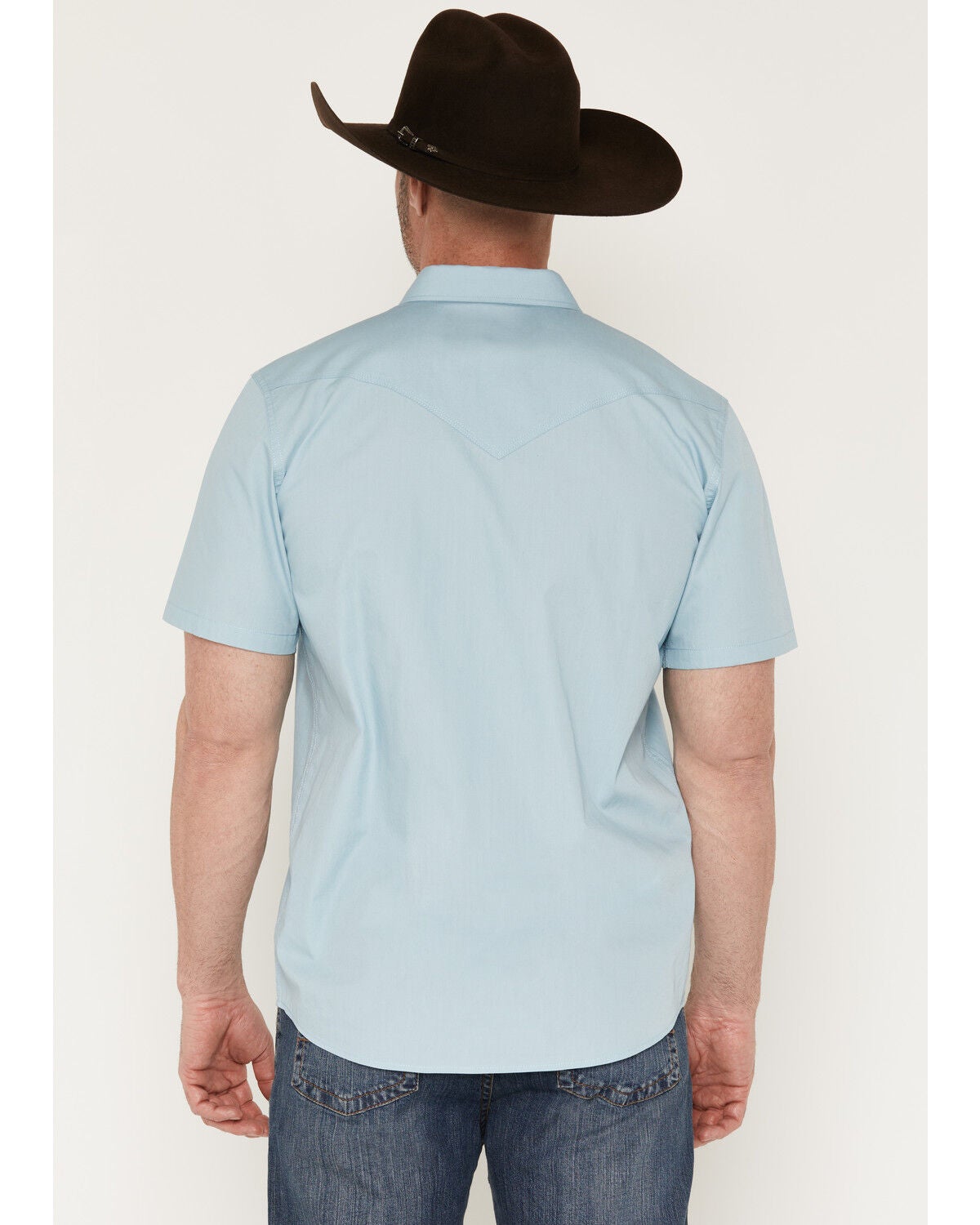 Image #4 - Moonshine Spirit&reg; Men's Gaucho Embroidered Short Sleeve Snap Western Shirt, Light Blue, hi-res