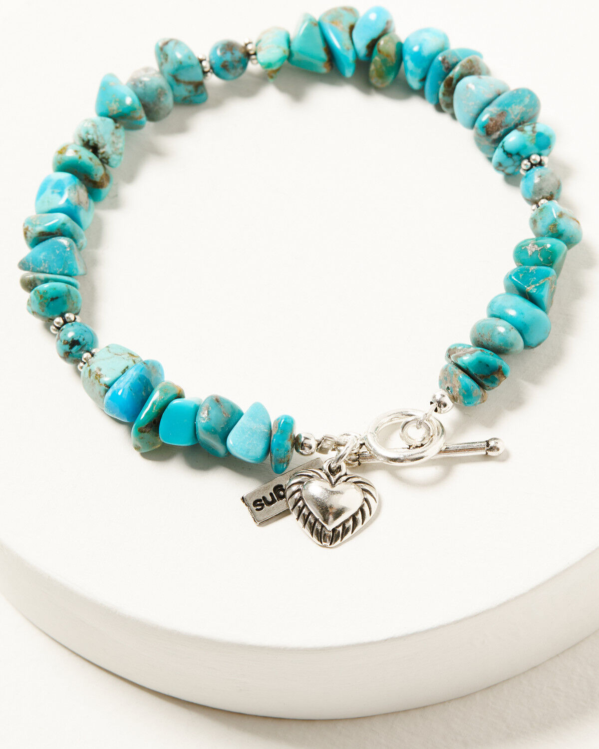 Image #1 - Paige Wallace Women's Heart Charm Mixed Turquoise Chip Bracelet, Turquoise, hi-res