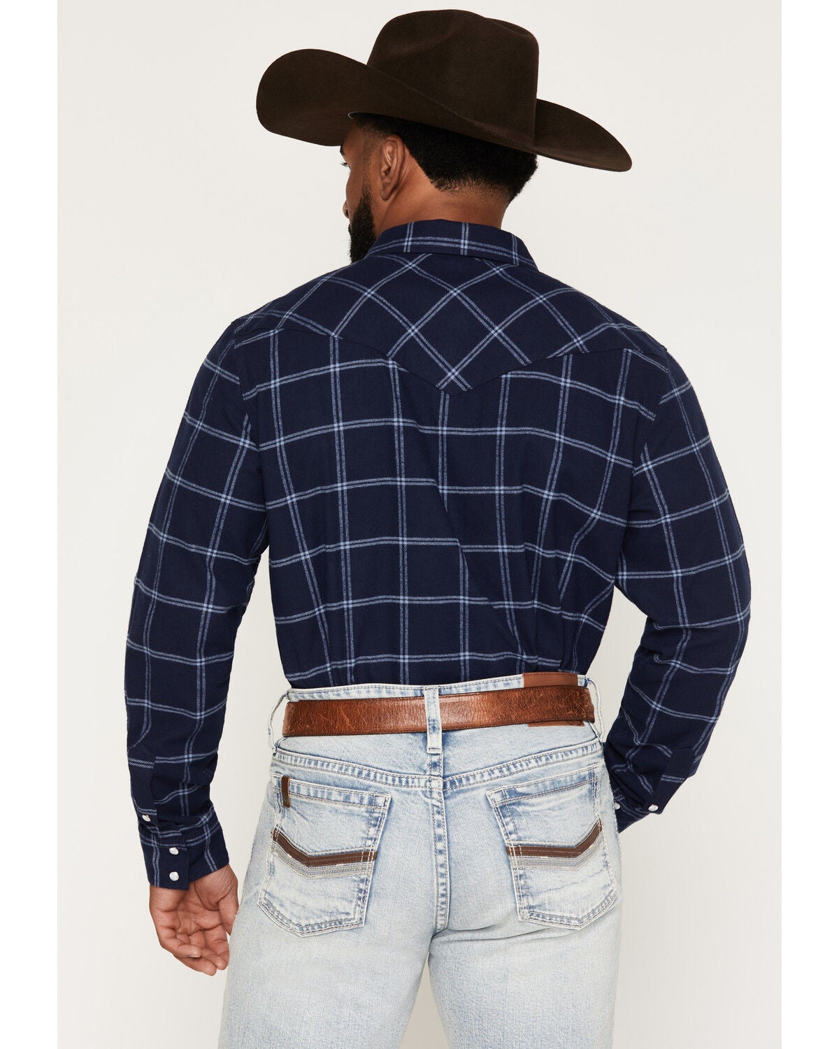 Image #4 - Gibson Trading Co Men's Country Line Plaid Print Long Sleeve Snap Flannel Shirt, Navy, hi-res
