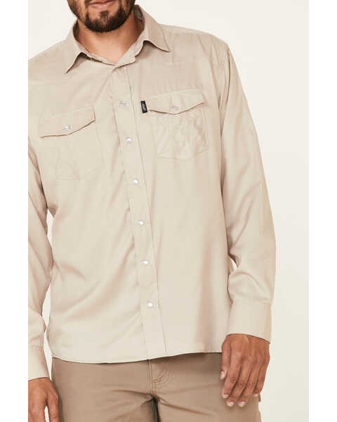 Hooey Men's Solid Habitat Sol Long Sleeve Pearl Snap Western Shirt , Tan, hi-res