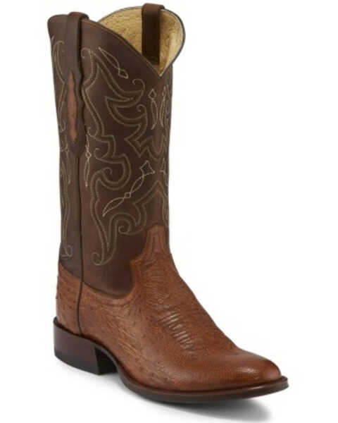 Image #1 - Tony Lama Men's Patron Saddle Exotic Smooth Western Boots - Round Toe, Cognac, hi-res