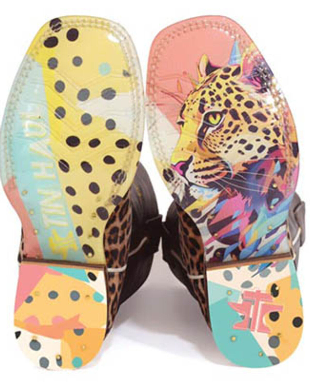 Image #2 - Tin Haul Little Girls' Wild Cat Western Boots - Broad Square Toe, Brown, hi-res