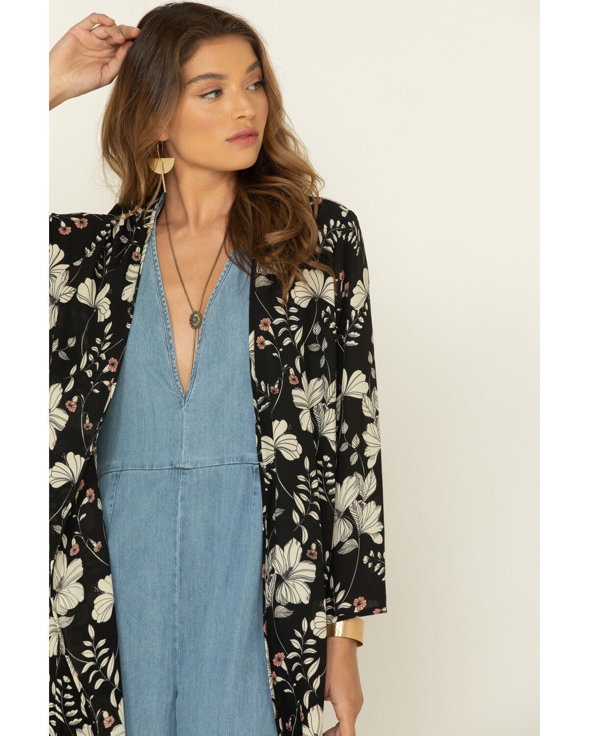 Black Floral Print Duster | Sheplers