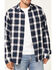 Brothers & Sons Men's Large Plaid Long Sleeve Button Down Western Shirt , Navy, hi-res