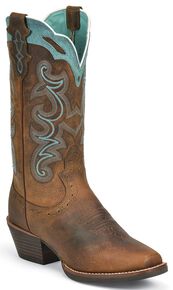 Justin Women's Sevana Tan Cowgirl Boots - Square Toe, Brown, hi-res