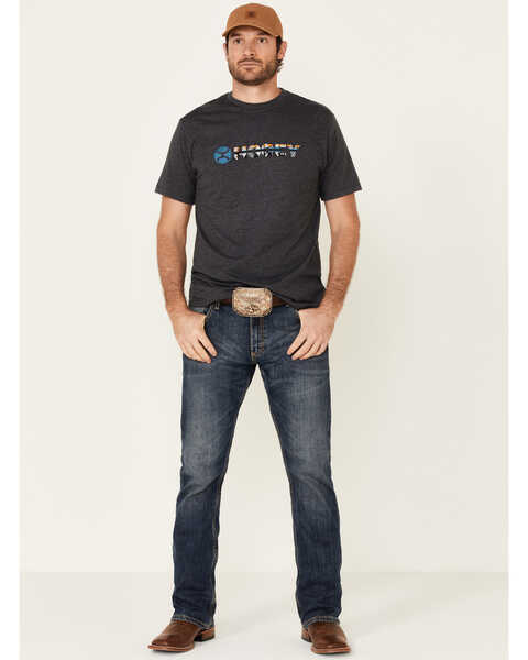 HOOey Men's Charcoal Southwestern Lock-Up Logo Short Sleeve T-Shirt , Charcoal, hi-res