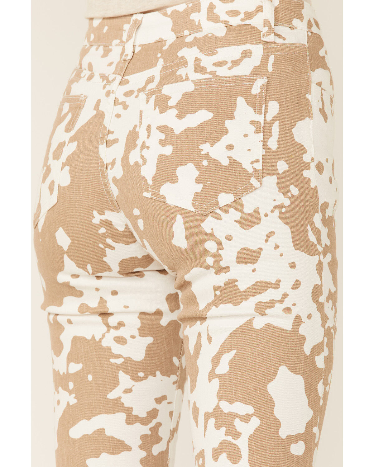 Image #4 - Saints & Hearts Women's Cow Print High Rise Raw Hem Flare Jeans, , hi-res