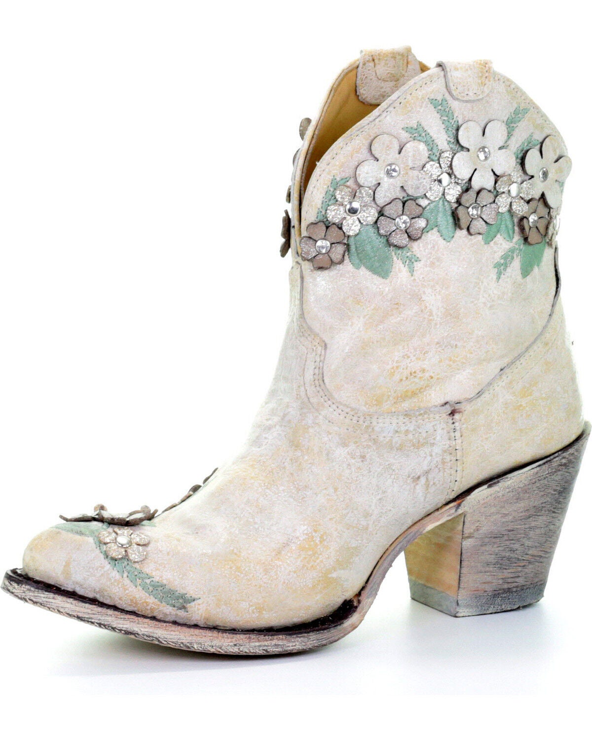 white booties round toe