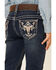 Shyanne Little Girls' Medium Wash Embroidered Southwestern Steer Head Pocket Bootcut Jeans, Blue, hi-res