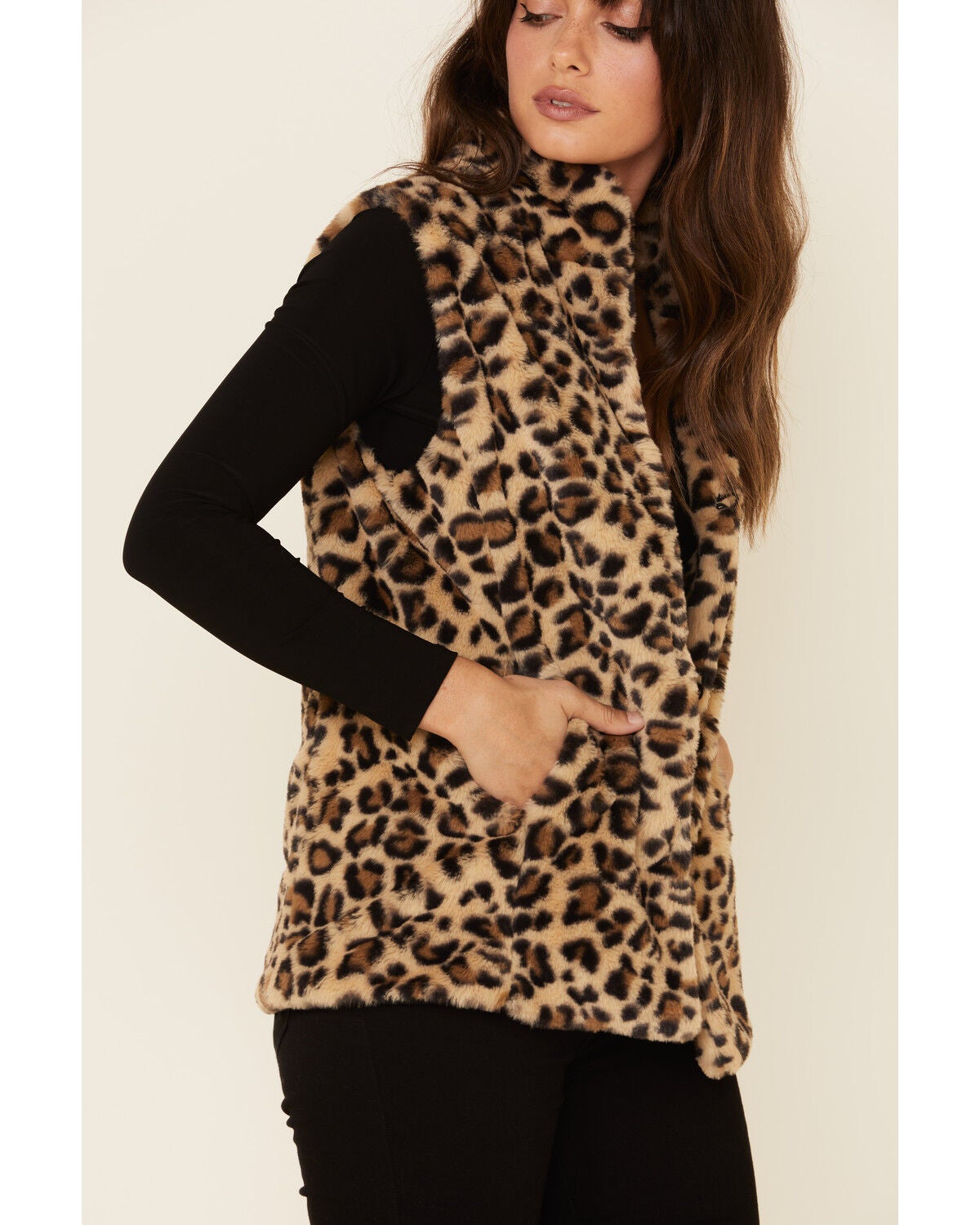leopard print long vest