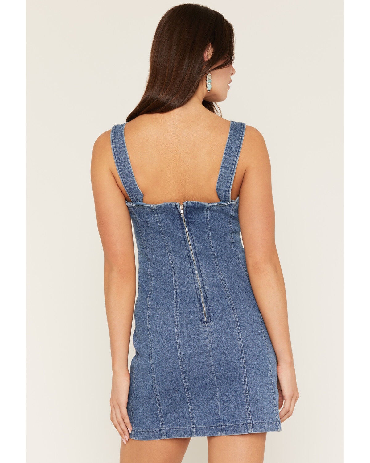 Image #4 - 26 International Women's Medium Wash Denim Sleeveless Tube Mini Dress, Medium Wash, hi-res