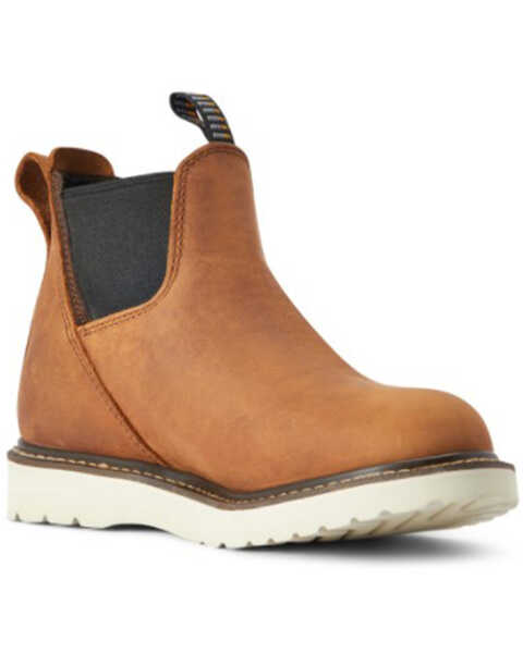 Image #1 - Ariat Women's Rebar Wedge Chelsea H20 Pull On Soft Work Boots - Round Toe , Brown, hi-res