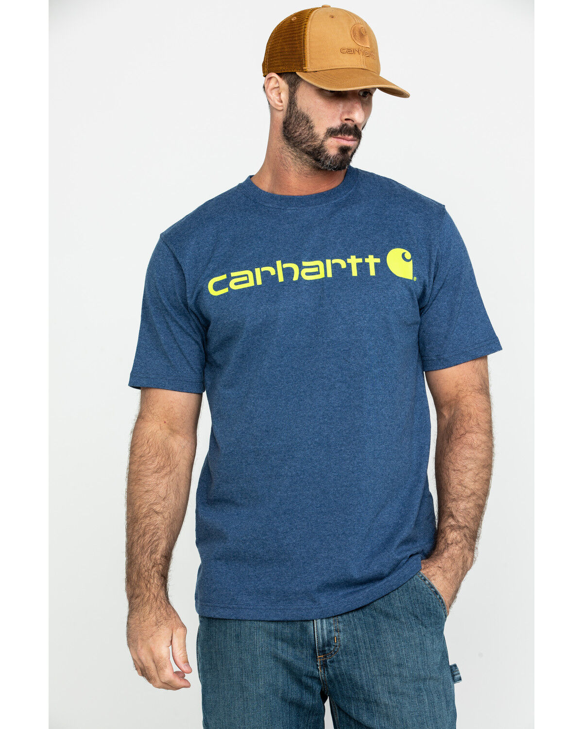 Image #5 - Carhartt Men's Signature Logo Graphic Short Sleeve Work T-Shirt, Indigo, hi-res