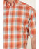 Ariat Men's Faris Med Plaid Short Sleeve Button Down Western Shirt , Orange, hi-res