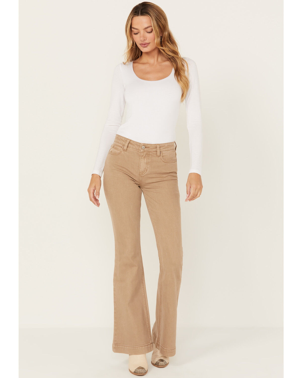 Image #1 - Shyanne Women's Tuffet High Rise Stretch Flare Jeans, Beige, hi-res