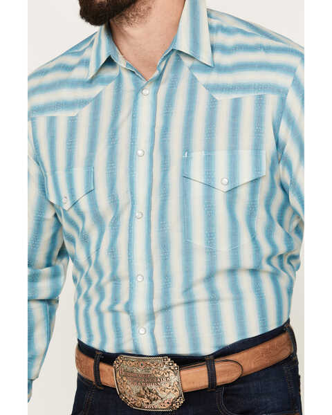 Image #3 - Roper Men's KC Striped Long Sleeve Pearl Snap Western Shirt, Blue, hi-res