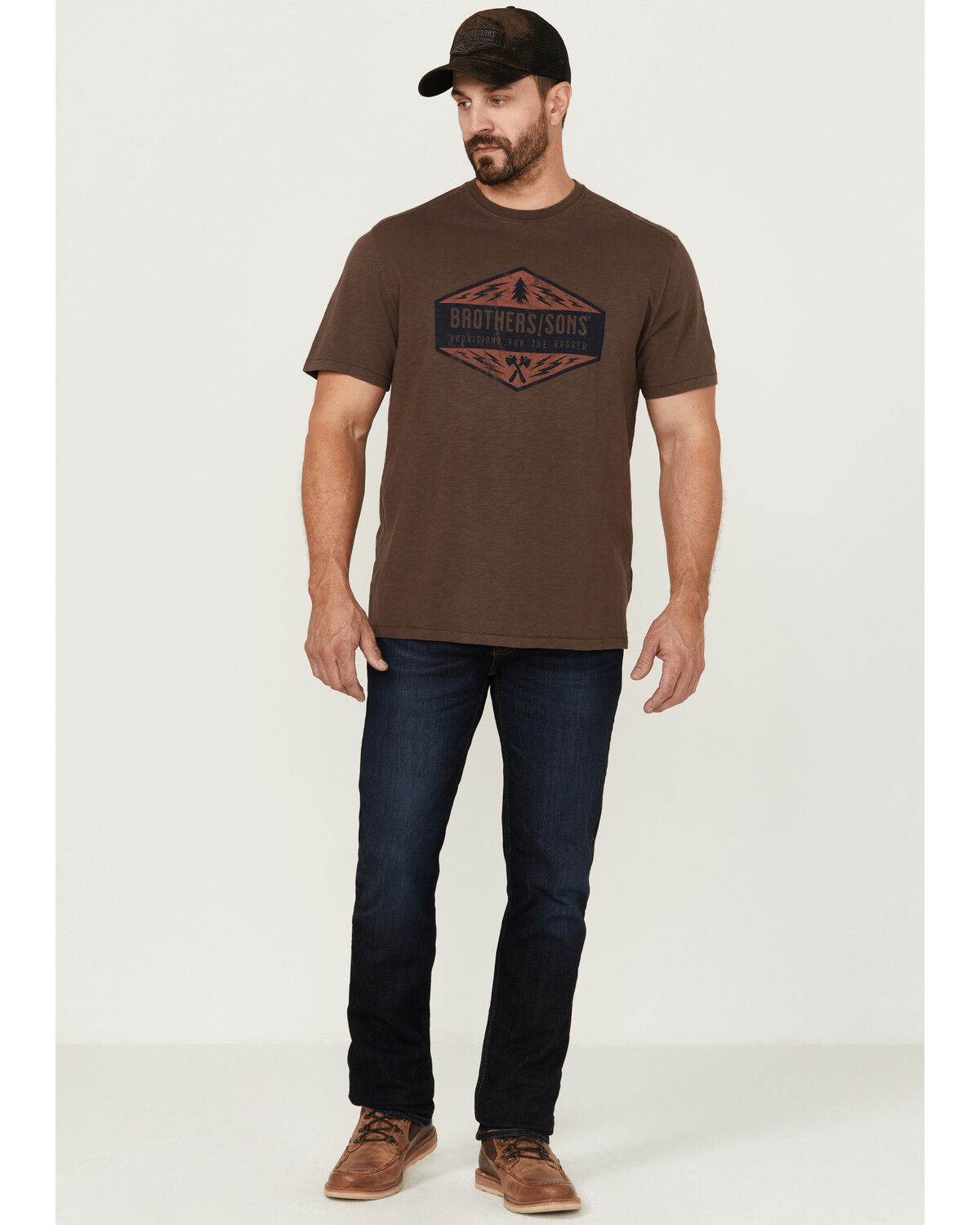 Image #2 - Brothers and Sons Men's Weathered Diamond Logo Slub Graphic T-Shirt, Brown, hi-res