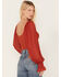 Image #4 - Beyond The Radar Women's Long Puff Sleeve Corset Blouse, Rust Copper, hi-res