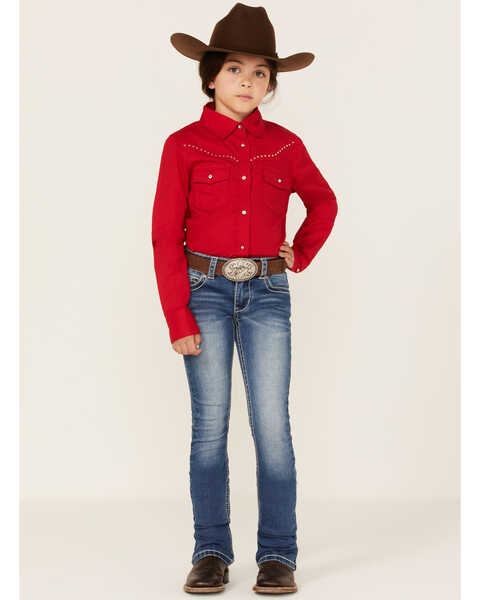 Image #2 - Shyanne Girls' Rhinestone Long Sleeve Western Button Down Shirt, , hi-res