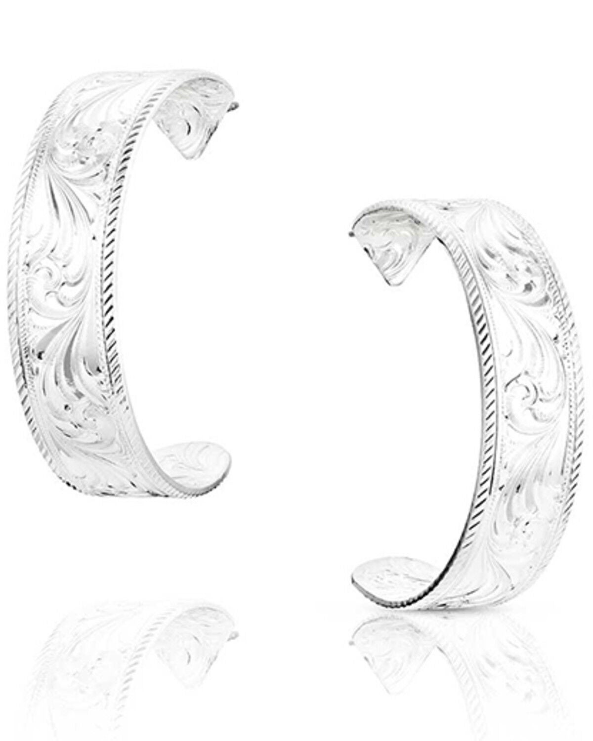 Image #1 - Montana Silversmiths Women's Out West Hoop Earrings, Silver, hi-res