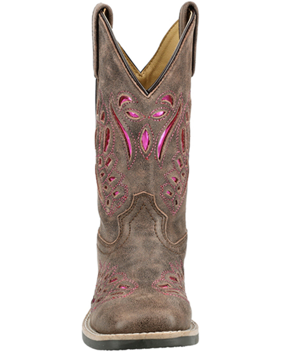 Image #4 - Smoky Mountain Little Girls' Trixie Western Boots - Broad Square Toe, Brown, hi-res