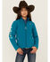 Image #1 - Ariat Girls' Lined Softshell Jacket, Blue, hi-res