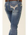 Shyanne Girls' Medium Wash Embroidered Scoop Pocket Bootcut Jeans , Blue, hi-res