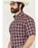 Image #2 - Cinch Men's Plaid Print Short Sleeve Button-Down Western Shirt, Purple, hi-res