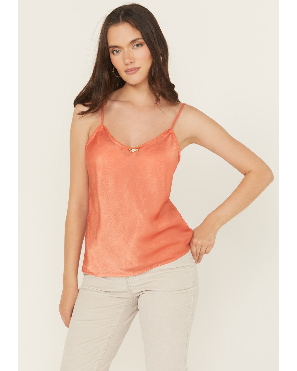 Image #1 - Originality Women's Sienna Solid Sleeveless Satin Cami, Sienna, hi-res